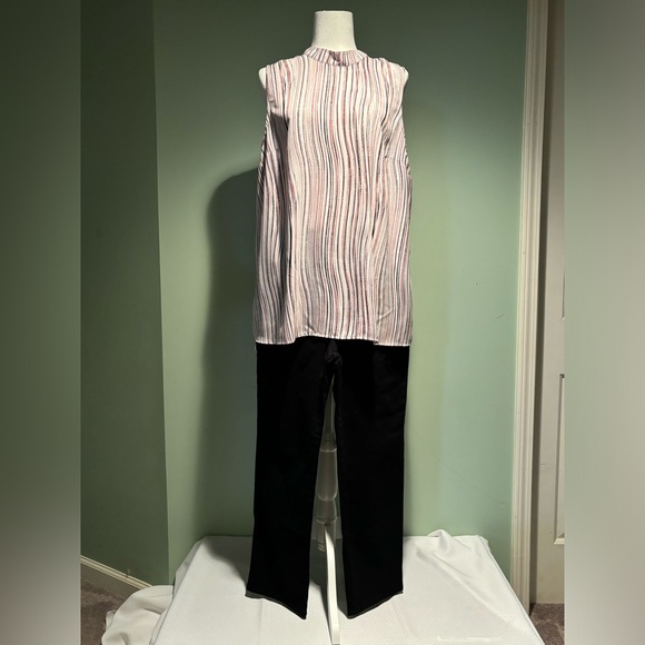 Apt 9 polyester sleeveless blouse pink and black striped size XXL - Picture 2 of 8